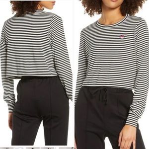 Spiritual Gangster Fiona Stripped Heart Cropped Tee XS